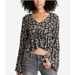 Denim & Supply Ralph Lauren Floral Cropped Top Long Sleeves XS